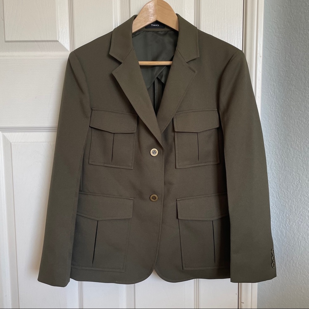 Theory Olive Green Utility Blazer